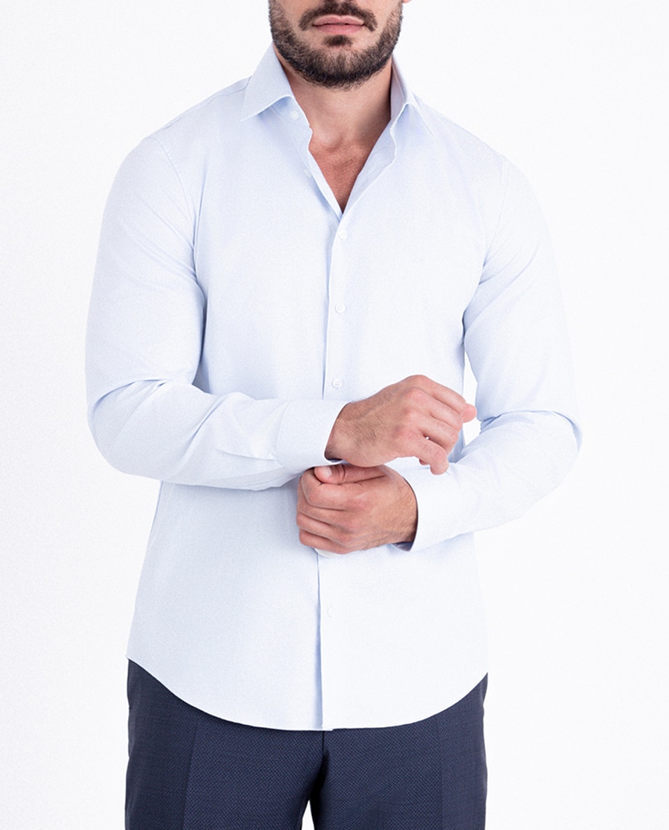 Imagen 0 de Camisa de hombre tejido ojo de perdiz custom fit