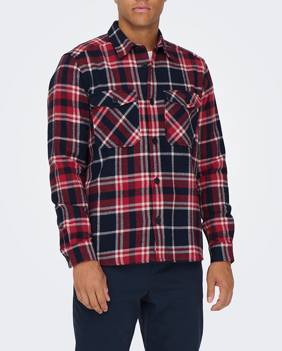 Imagen 0 de Camisa de hombre de cuadros manga larga