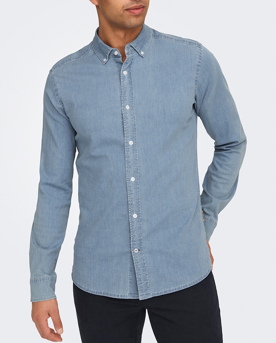 Imagen 0 de Camisa chambray de hombre de manga larga
