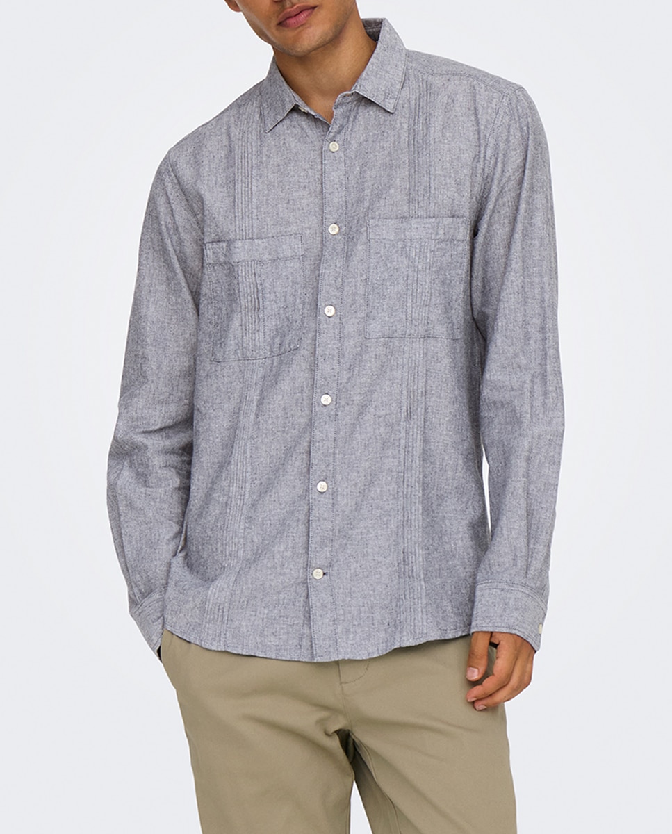 Imagen 0 de Camisa guayabera de manga larga de hombre
