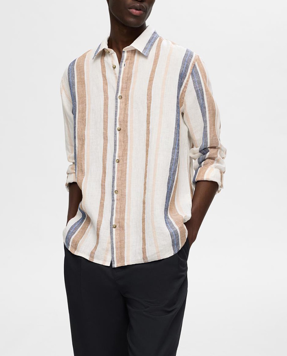 Imagen 0 de Camisa de hombre de manga larga 100% lino