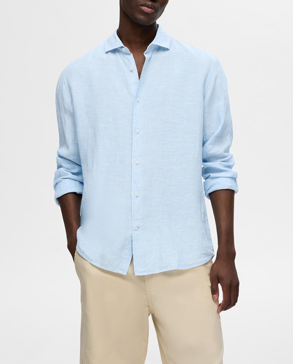 Imagen 0 de Camisa de hombre de manga larga 100% lino