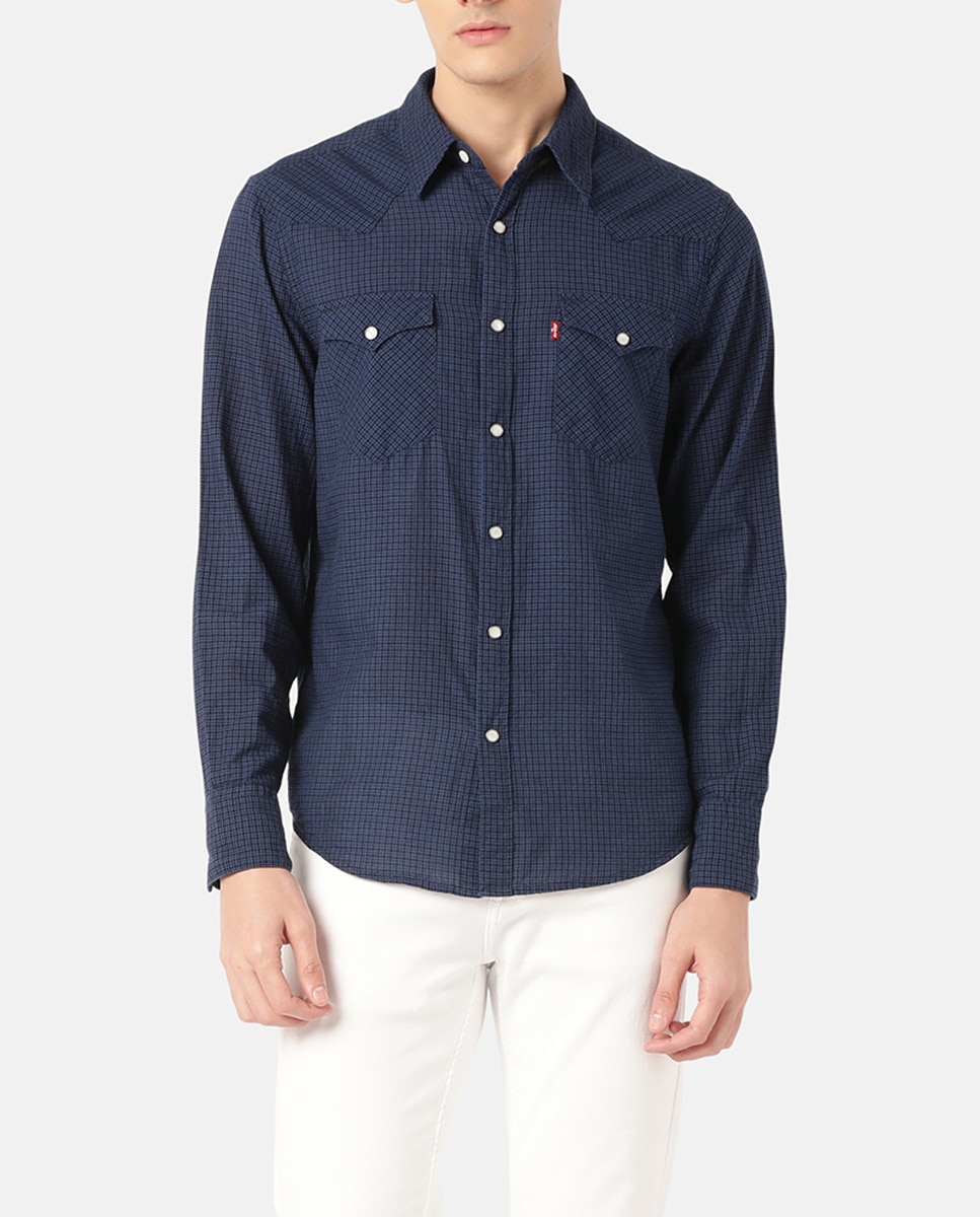 Imagen 0 de Camisa de algodón de hombre de manga larga fit regular