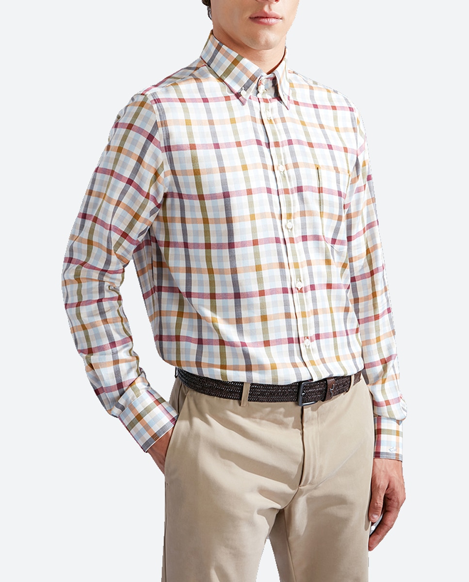 Imagen 0 de Camisa de hombre cuadros multicolor bolsillo pecho