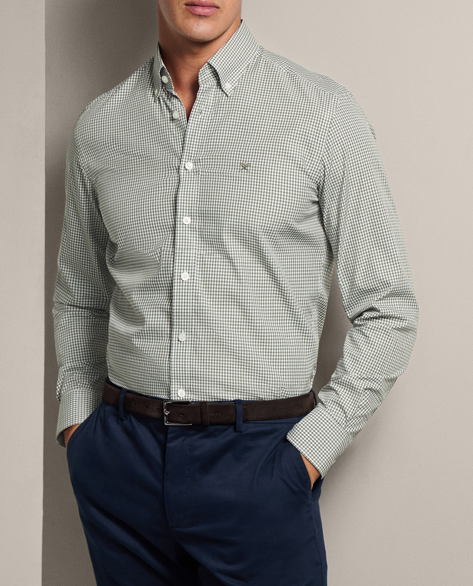 Imagen 0 de Camisa de hombre estampada con cuadros gingham corte classic tallas grandes