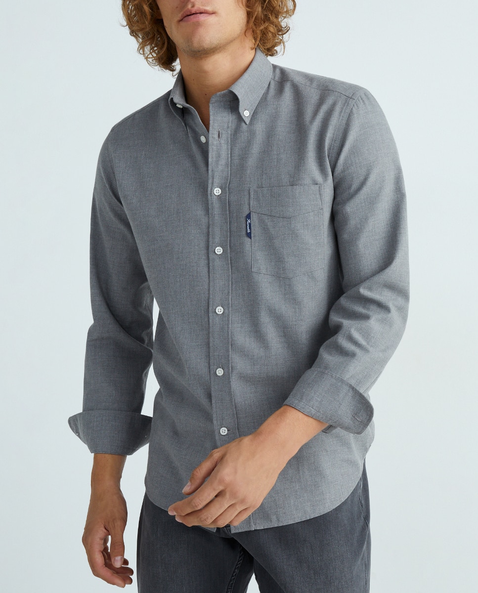 Imagen 0 de Camisa de hombre de franela de algodón teñida classic fit