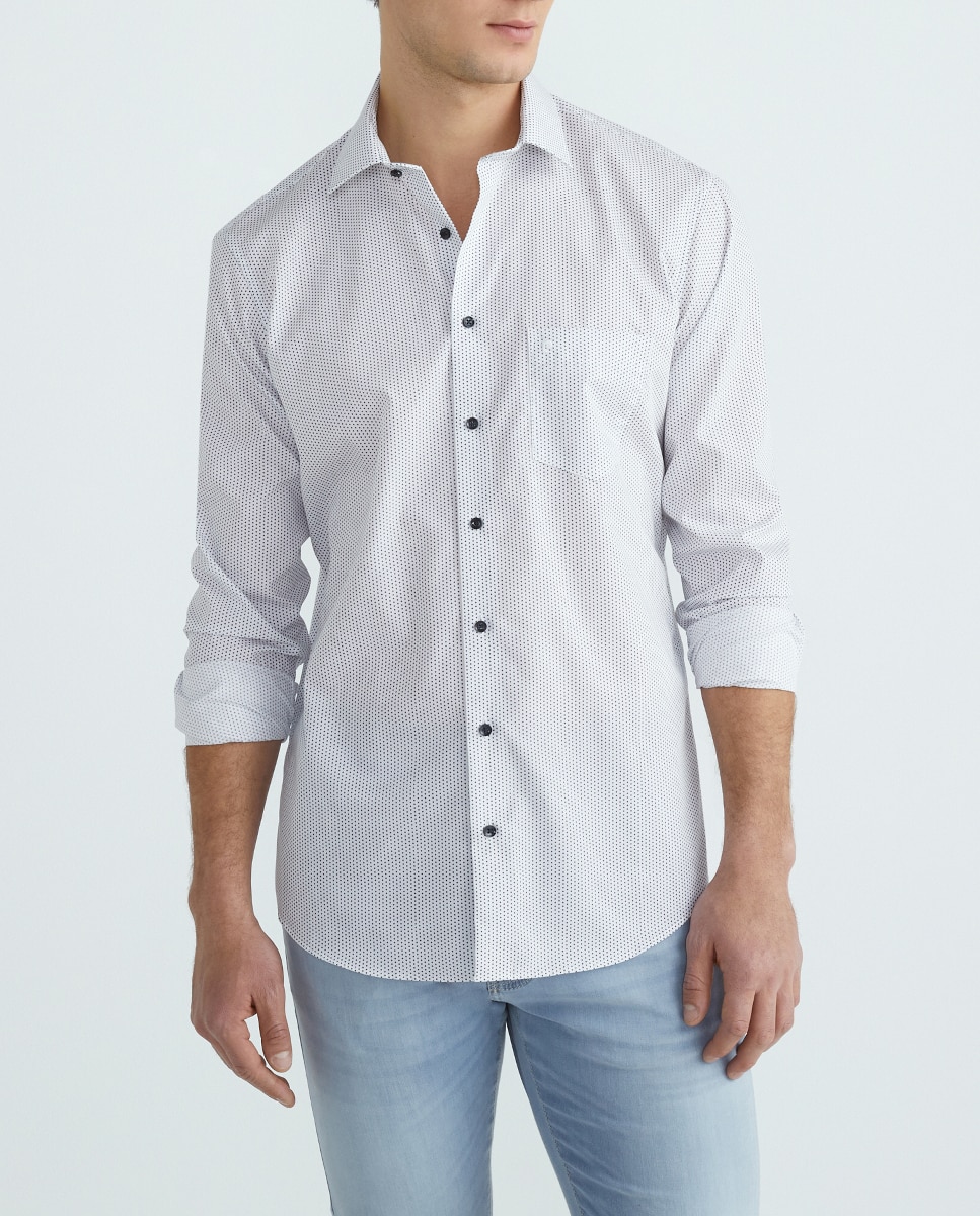 Imagen 0 de Camisa city de hombre manga larga popelin microfantasia topos