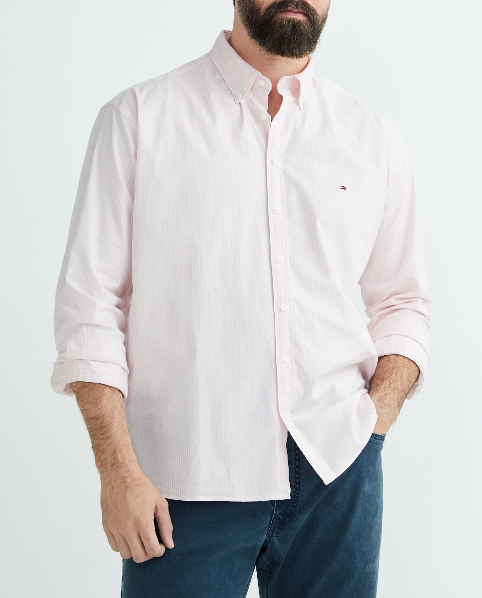 Imagen 0 de Camisa lisa hombre con estampado a rayas tallas grandes