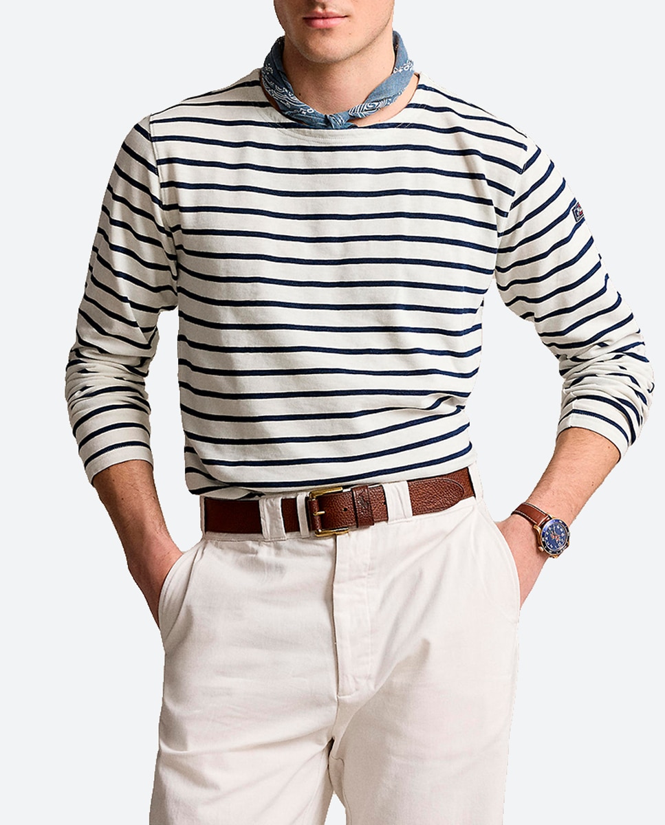 Imagen 0 de Camiseta de hombre de algodón con estampado de rayas