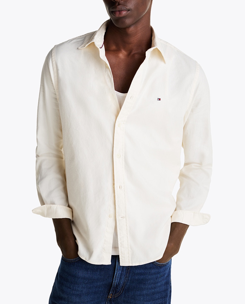 Imagen 0 de Camisa lisa con efecto brushed de hombre