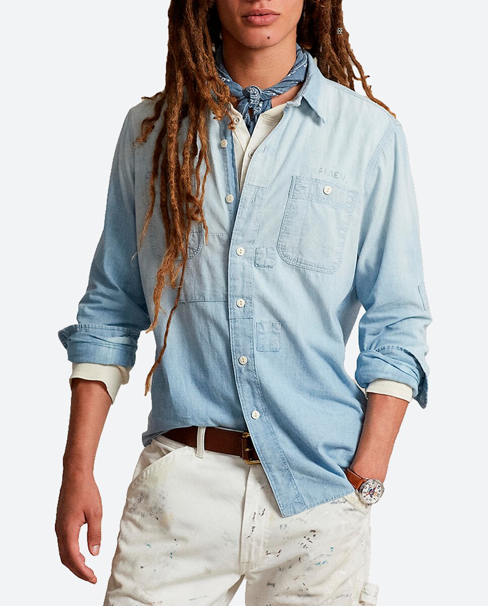 Imagen 0 de Camisa de hombre de algodón Classic fit con bolsillos panche