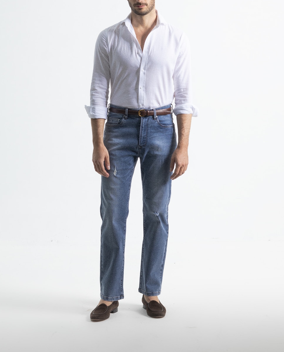 Imagen 0 de Pantalón alto denim lavado