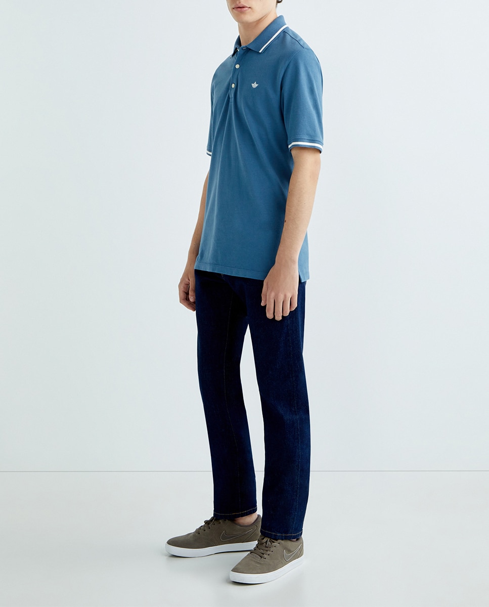 Imagen 0 de Pantalón 5 bolsillos de hombre, slim fit en tejido denim color oscuro.
