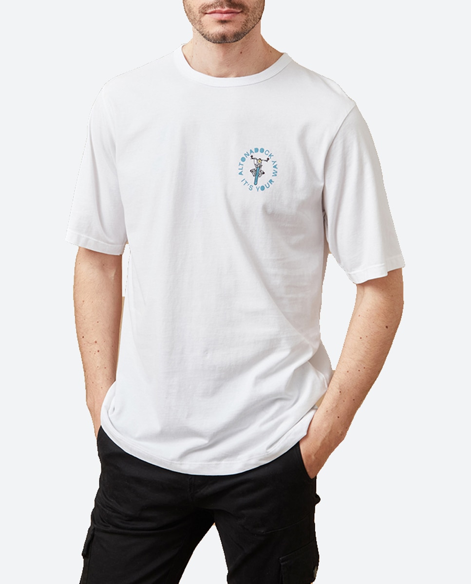 Imagen 0 de Camiseta de hombre, serigrafia de moto en espalda y delantero.