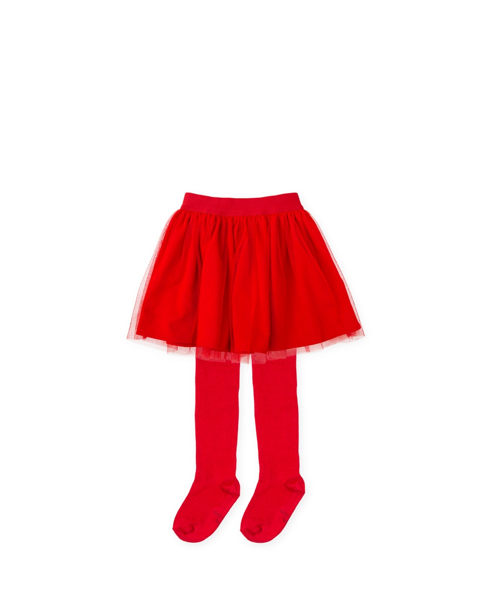 Imagen 0 de Conjunto de bebé niña de falda con leotardos en rojo