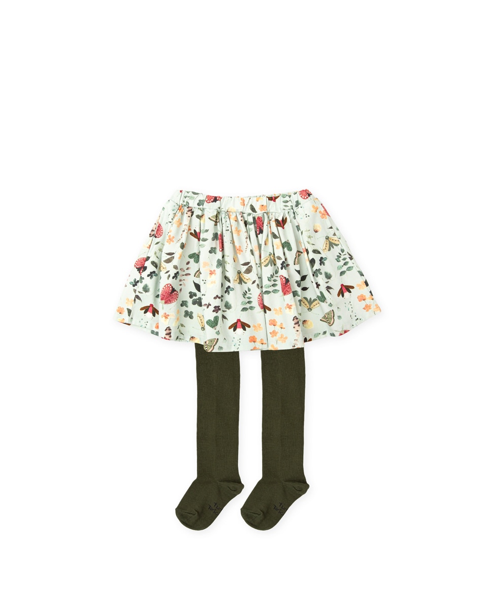 Imagen 0 de Conjunto de bebé niña de falda-pantalón estampada con leotardos