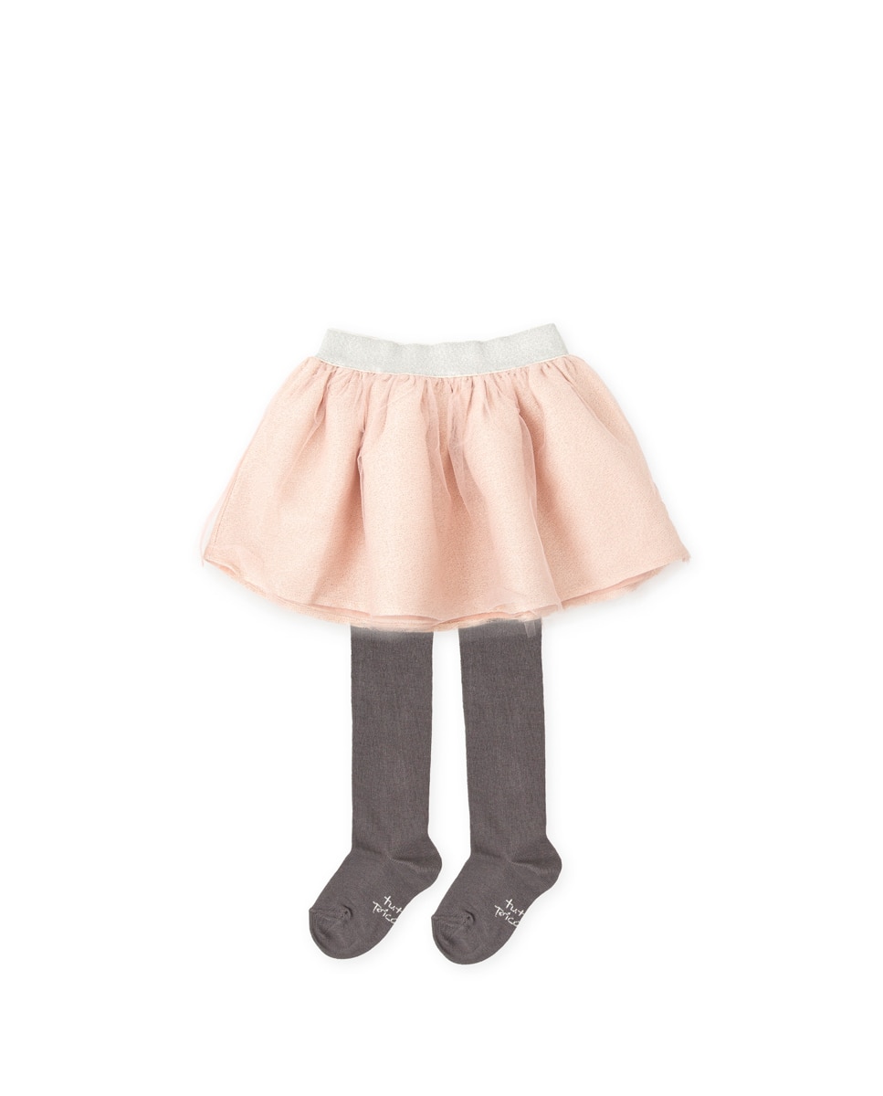Imagen 0 de Conjunto de bebé niña de falda pétalo con leotardos
