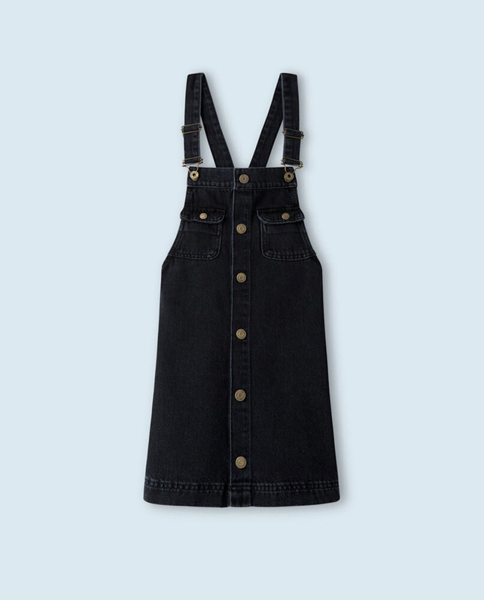 Vestido de niña denim negro lavado