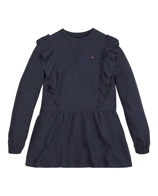Imagen 0 de Vestido de niña Tommy Hilfiger de manga larga en azul marino