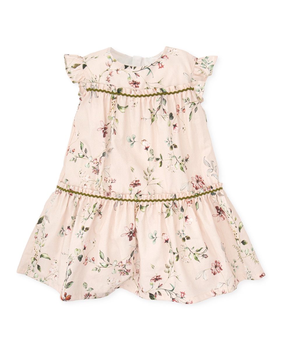 Imagen 0 de Vestido de bebé niña manga corta de voal en rosa