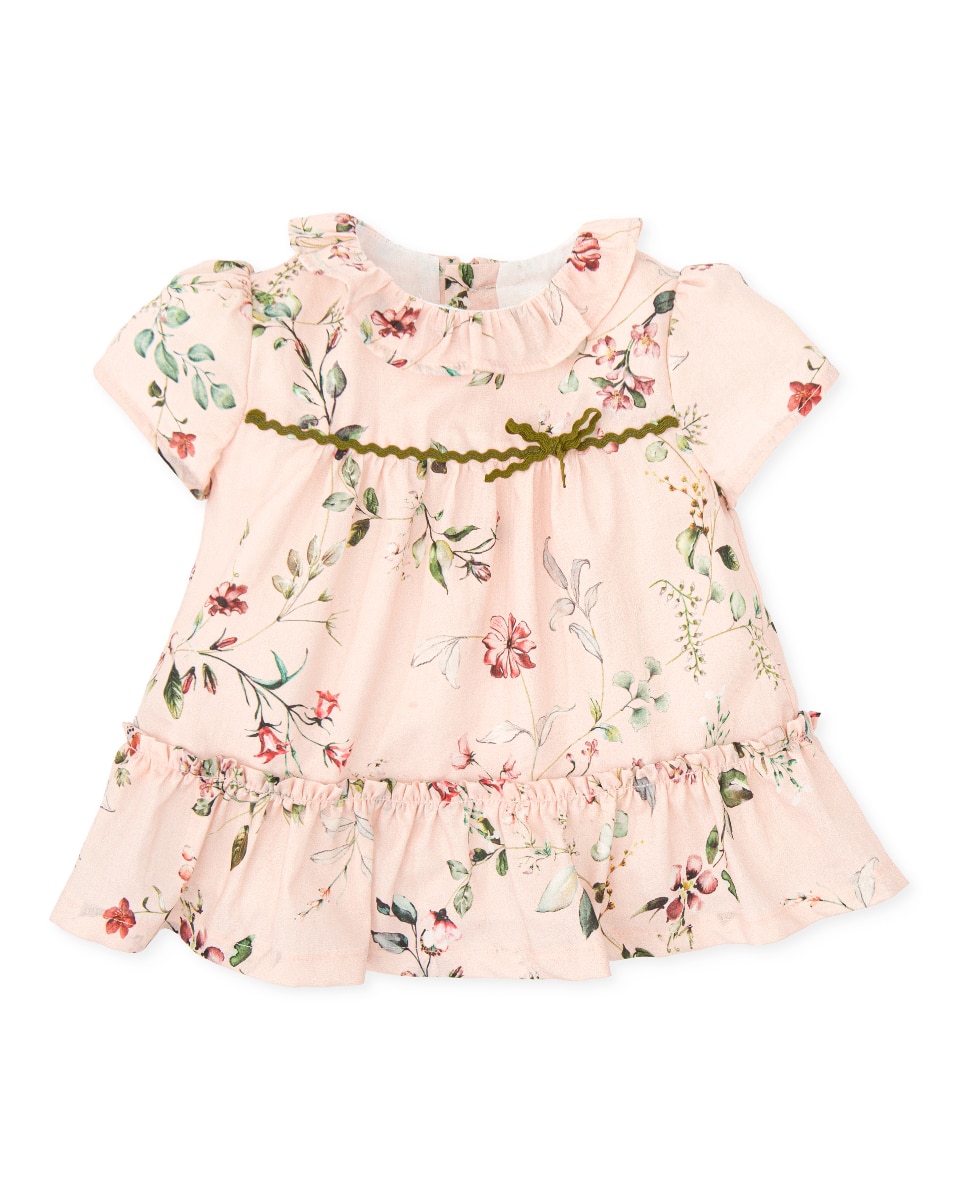 Imagen 0 de Vestido de bebé niña de manga corta en rosa