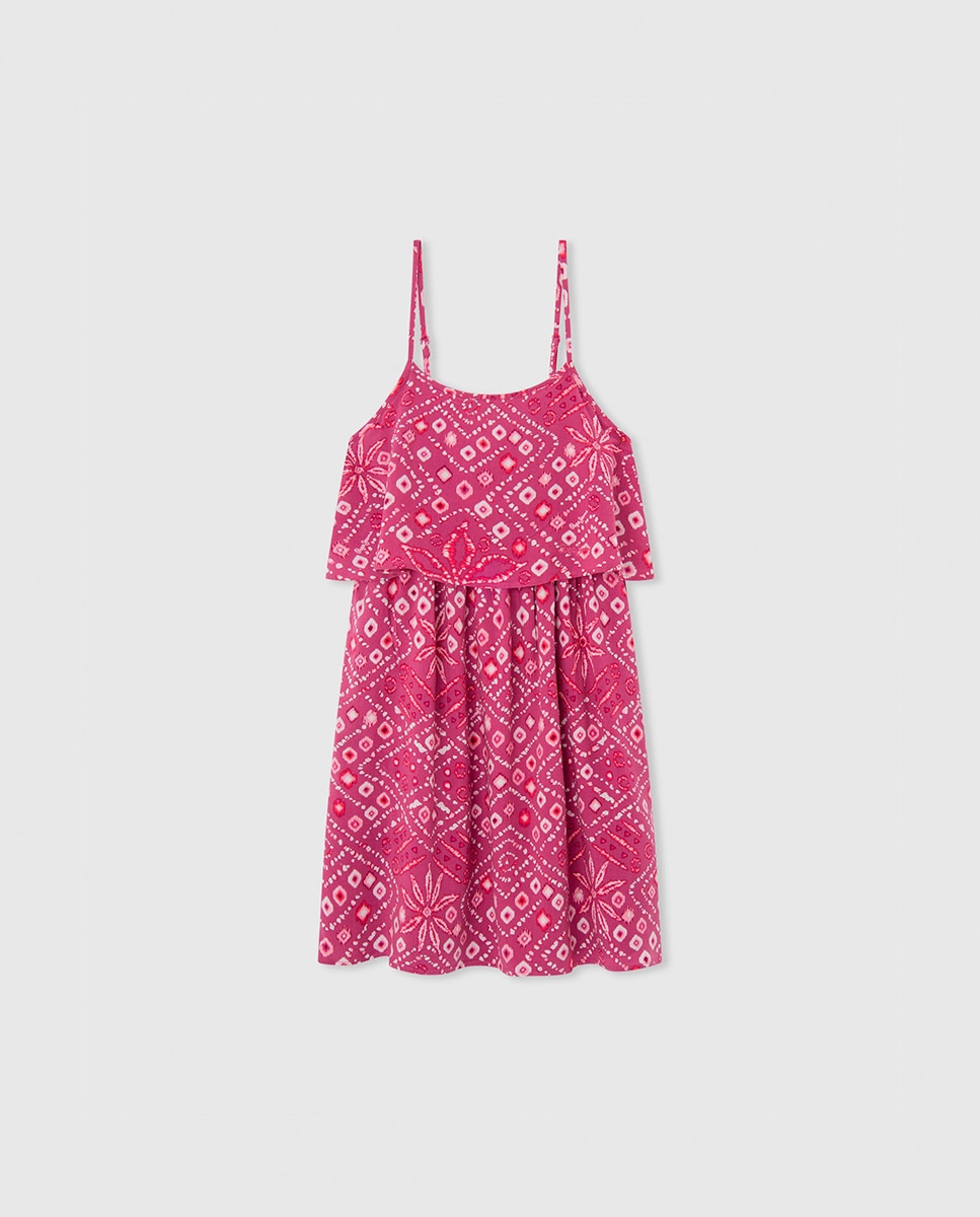 Imagen 0 de Vestido con volante estampado de niña