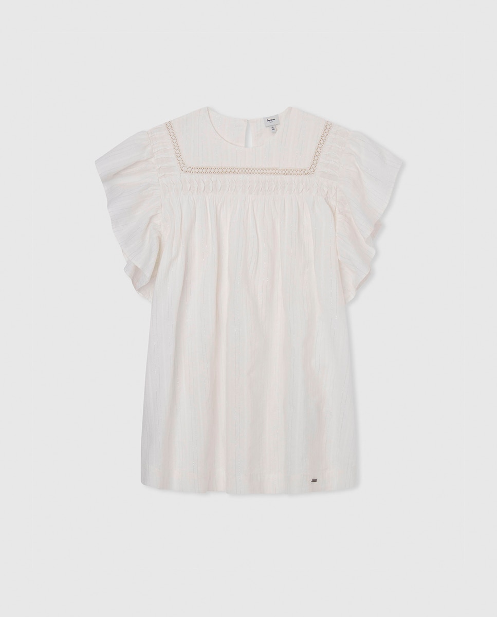 Imagen 0 de Mini vestido niña con detalles en lurex y calados bordados