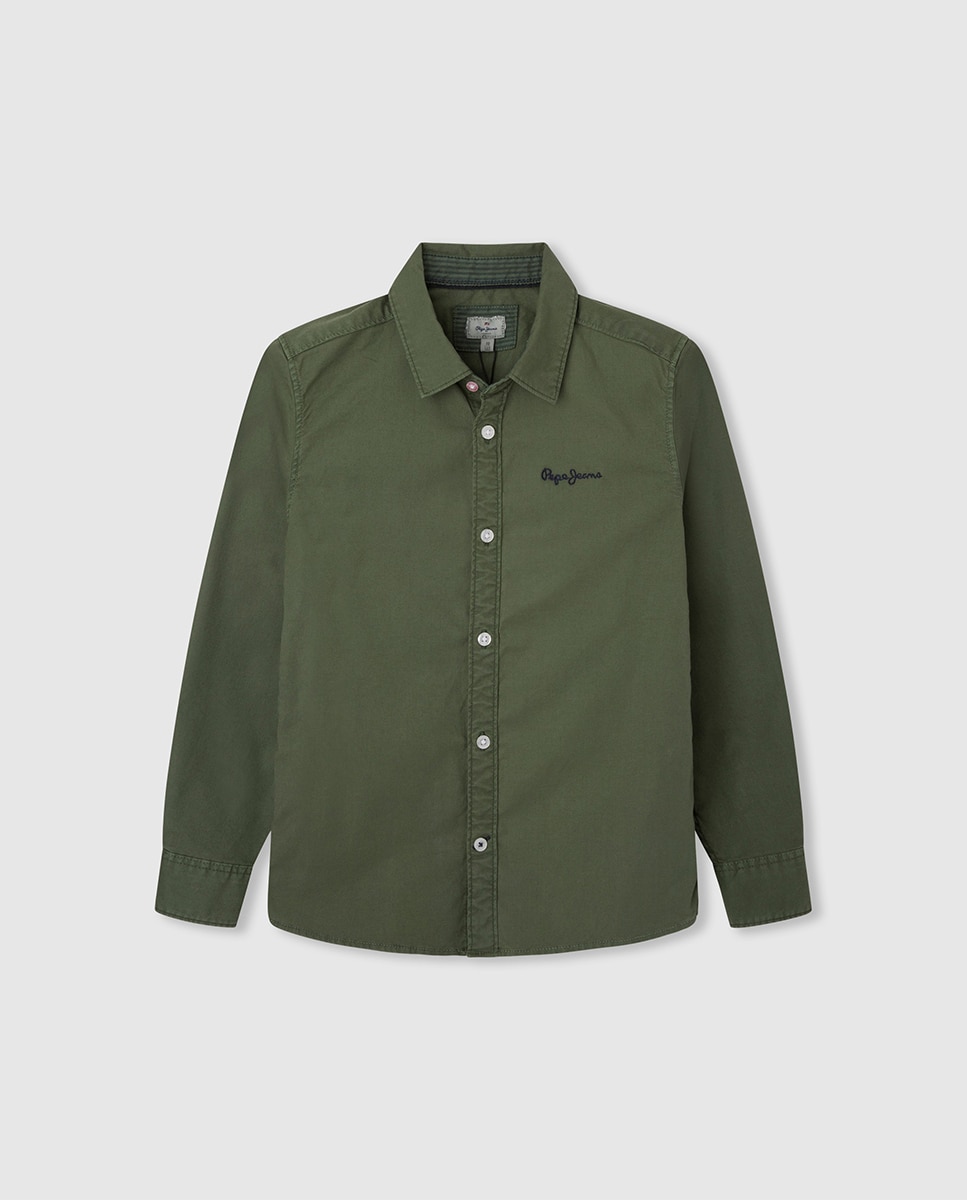 Camisa de niño básica de oxford en color azul marino y logotipo al tono bordado — oferta en Primeriti