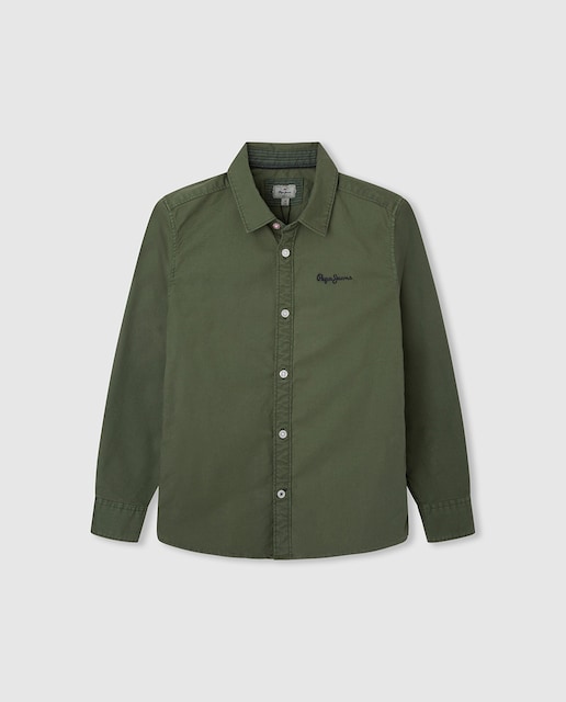 Imagen 0 de Camisa de niño básica de oxford en color azul marino y logotipo al tono bordado
