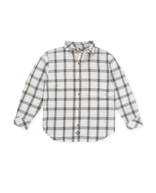 Imagen 0 de Camisa de niño de manga larga con estampado de cuadros