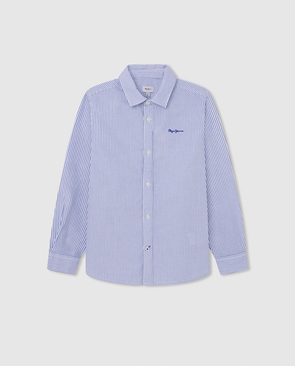 Imagen 0 de Camisa Oxford de rayas con logo para niño