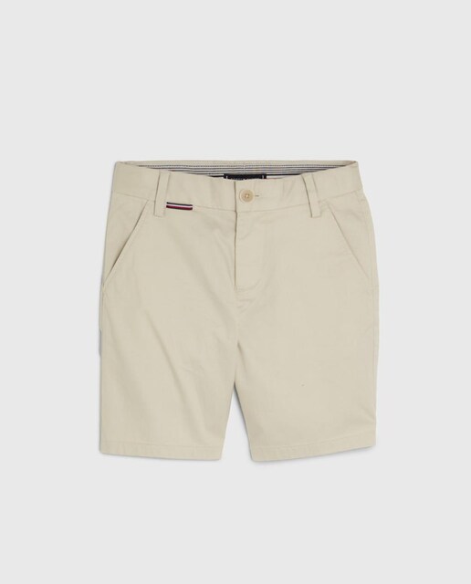 Imagen 0 de Pantalón corto de bebé niño tipo chino con logo bandera bordado