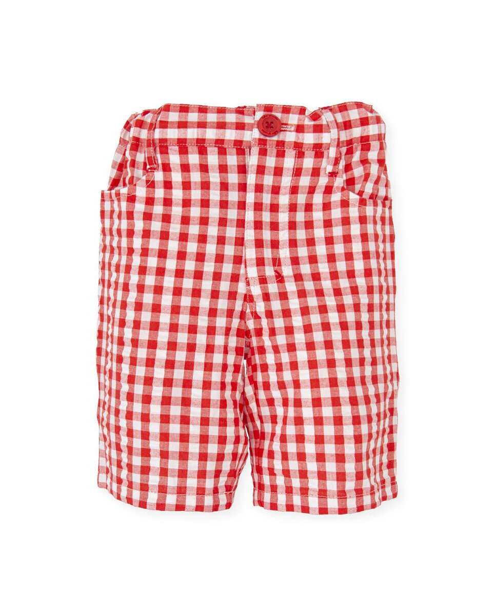 Imagen 0 de Bermuda de niño de seersucker rojo