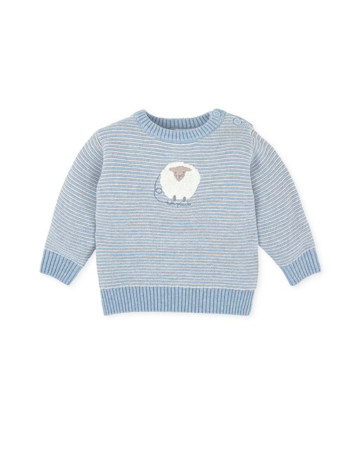 Imagen 0 de Jersey de bebé niño en azul bordado oveja
