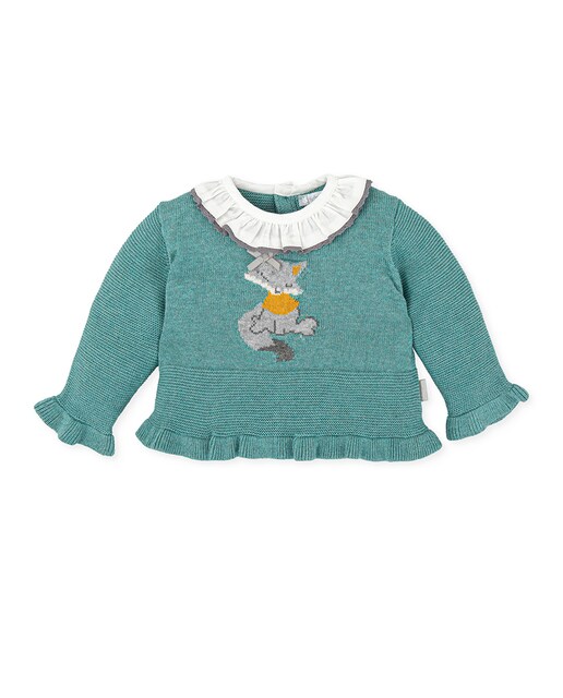 Imagen 0 de Jersey de bebé niña con cuello volante y jacquard frontal