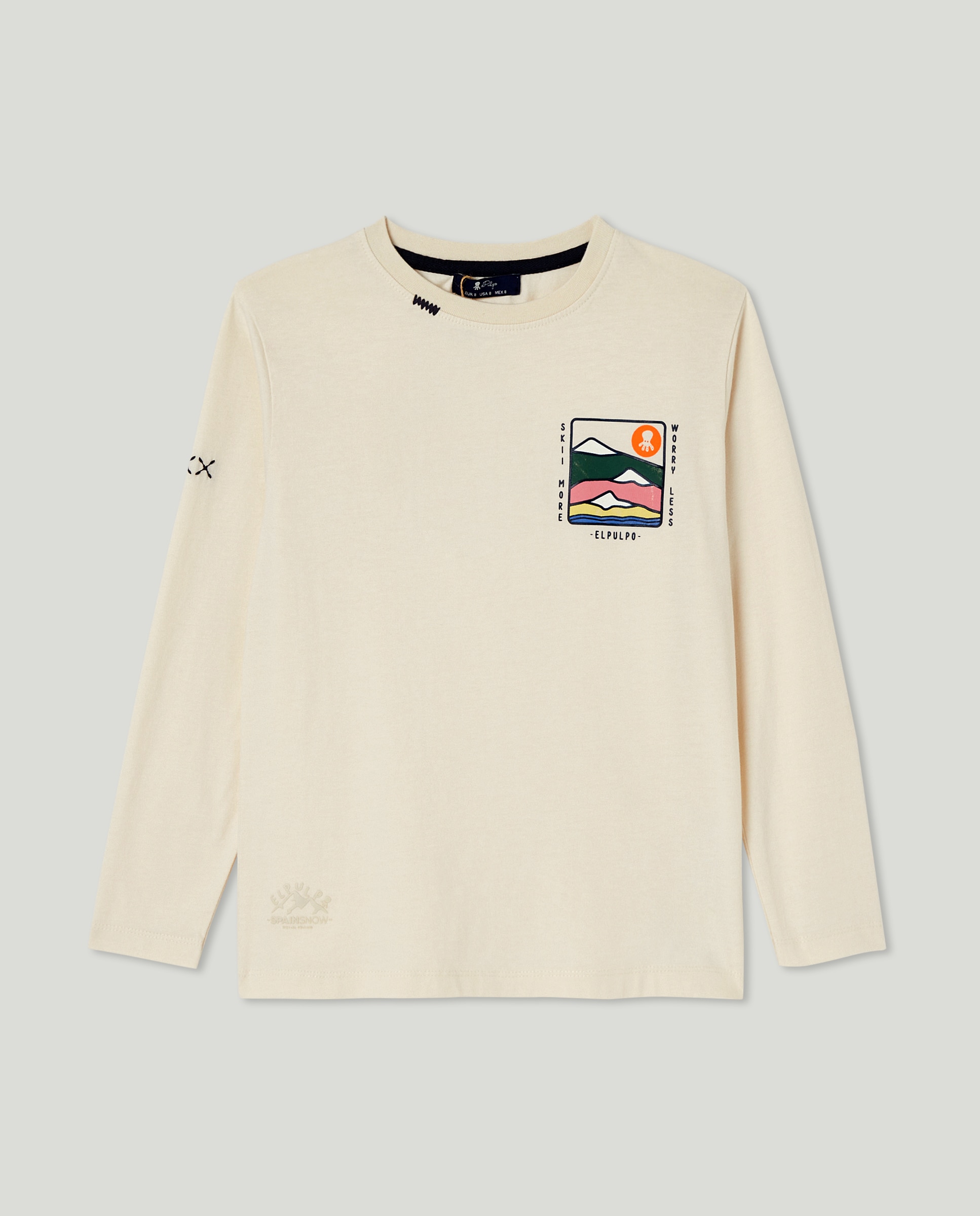 Imagen 0 de Camiseta niño manga larga y cuello caja