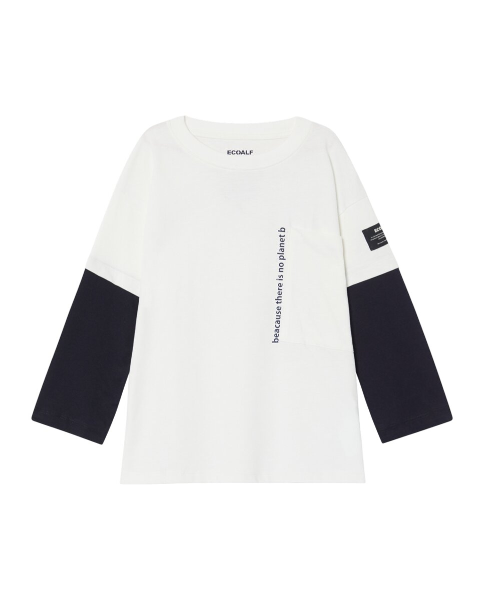 Imagen 0 de Camiseta manga larga con bolsillo en pecho y frase
