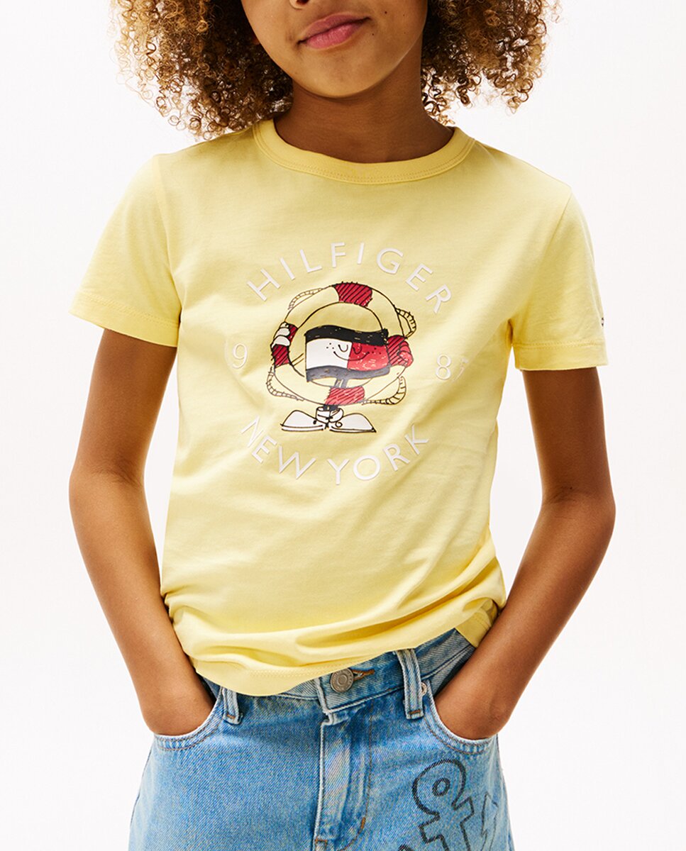 Imagen 0 de Camiseta de bebé niño lisa de manga corta con cuello redondo y logo frontal