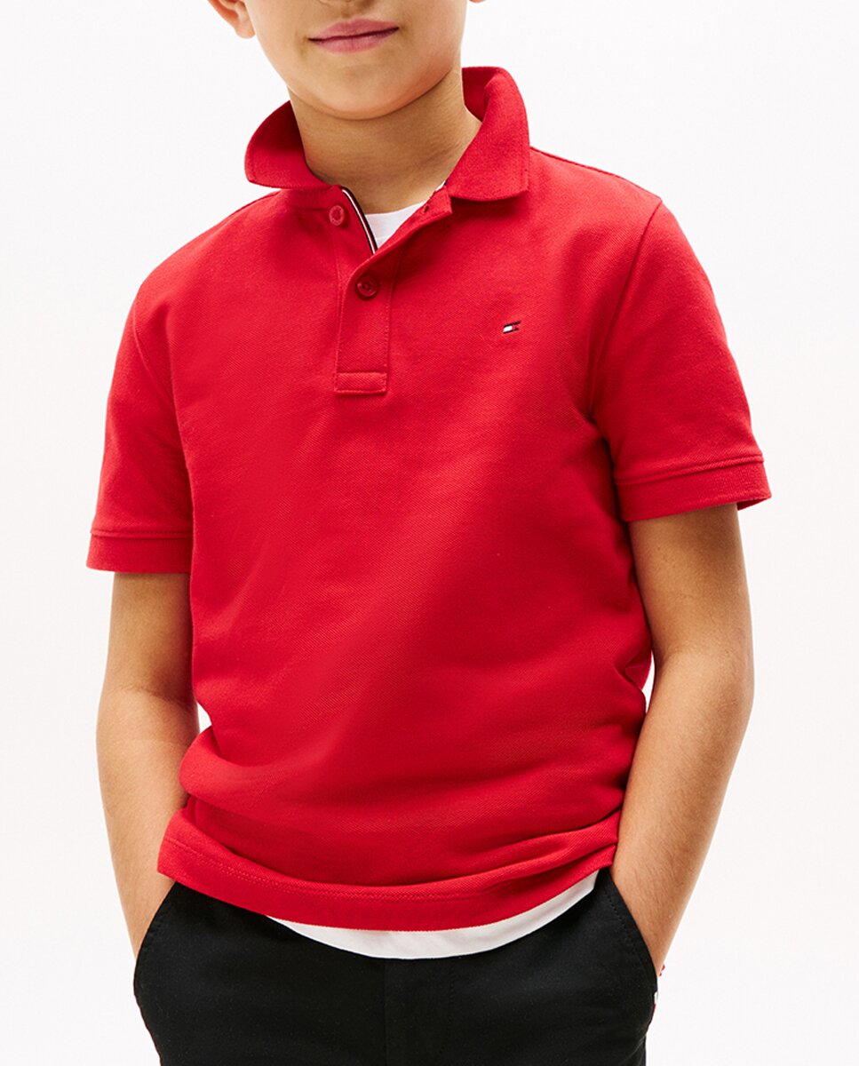 Imagen 0 de Polo de niño de manga corta liso con logo en el pecho