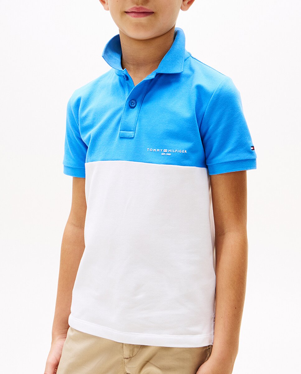 Imagen 0 de Polo de niño de manga corta dos colores con logo en el pecho