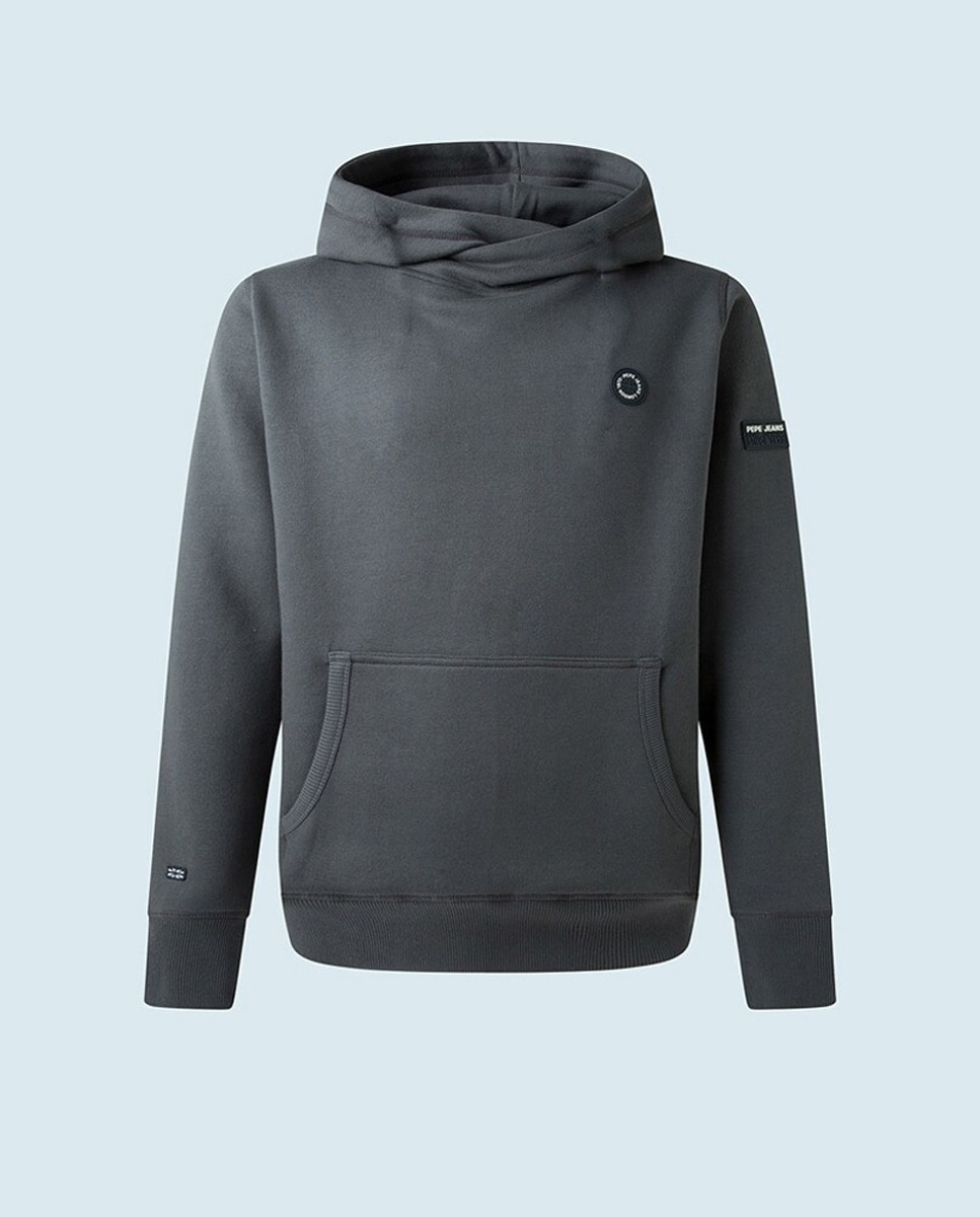 Sudadera de niño en gris oscuro con capucha y bolsillo canguro — oferta en Primeriti
