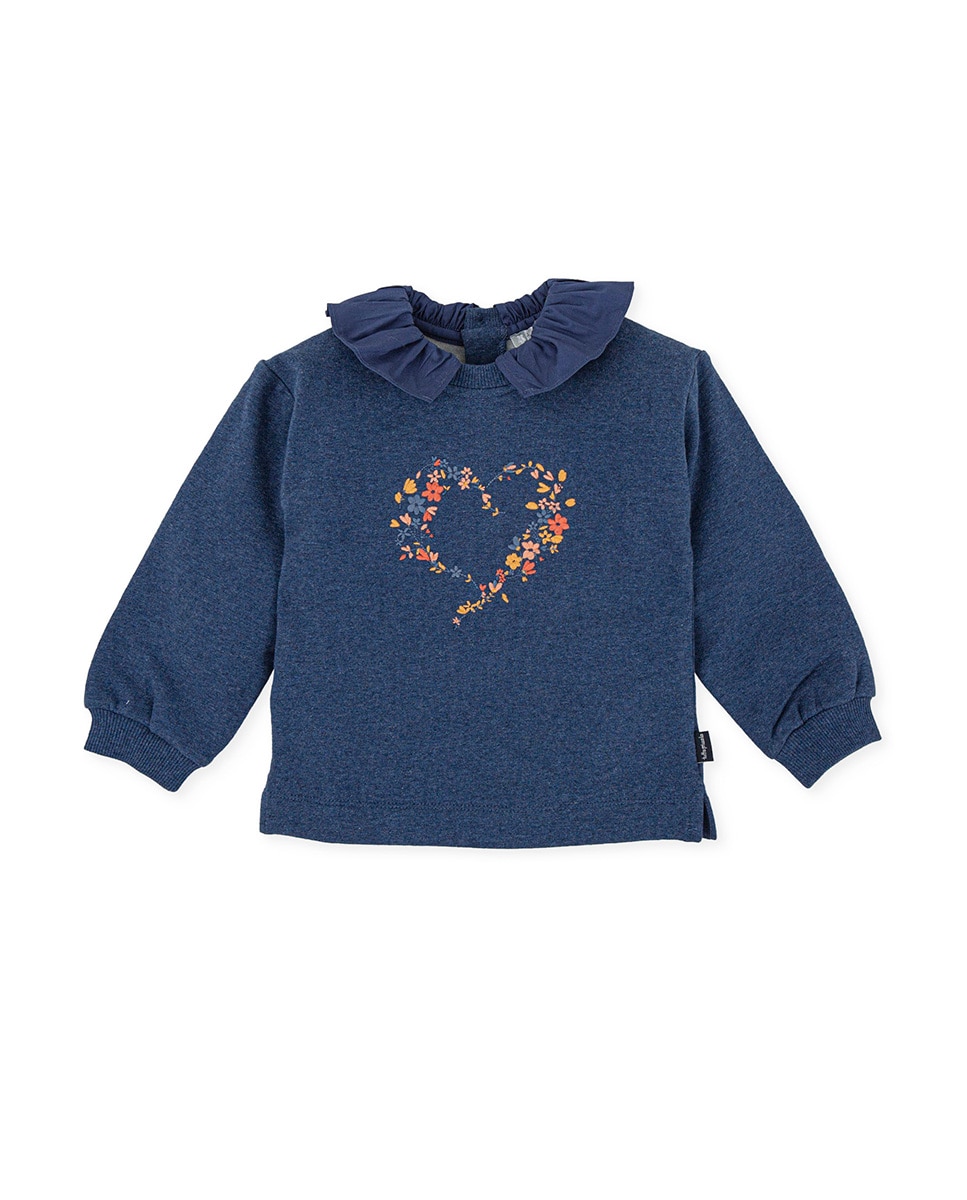 Imagen 0 de Sudadera de niña en azul corazón estampado