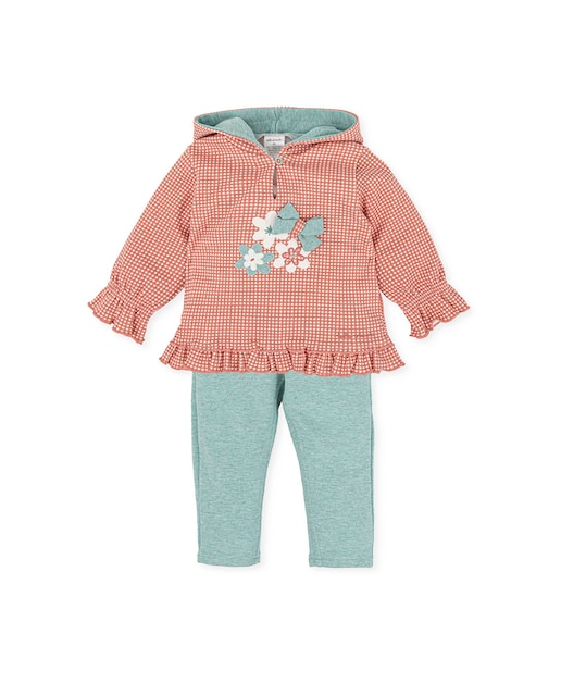 Imagen 0 de Conjunto de niña de dos piezas en naranja y verde