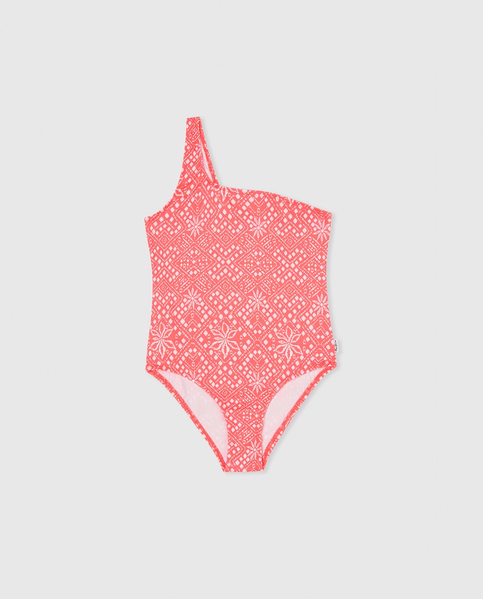 Imagen 0 de Bañador asimétrico de niña, estampado veraniego