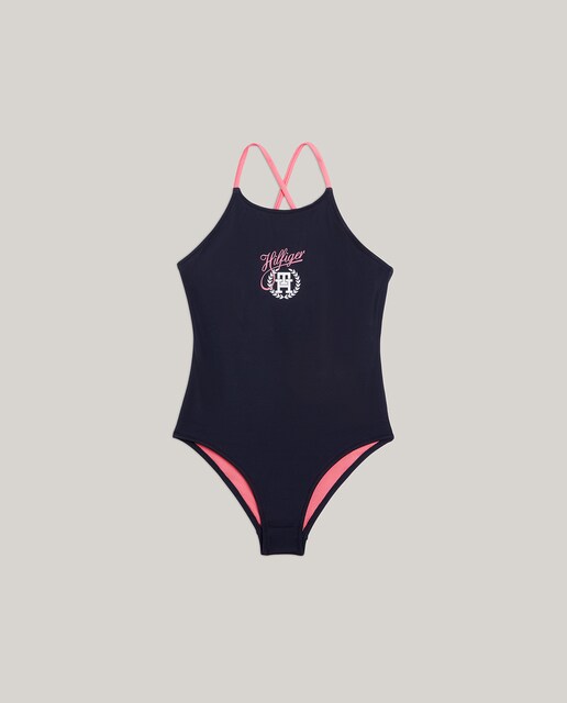 Imagen 0 de Bañador de niña una pieza con tirantes cruzados