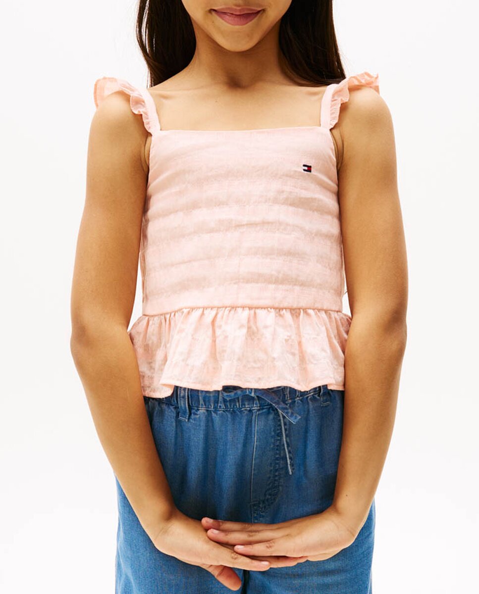 Imagen 0 de Top de niña de tirantes con volantes efecto textura