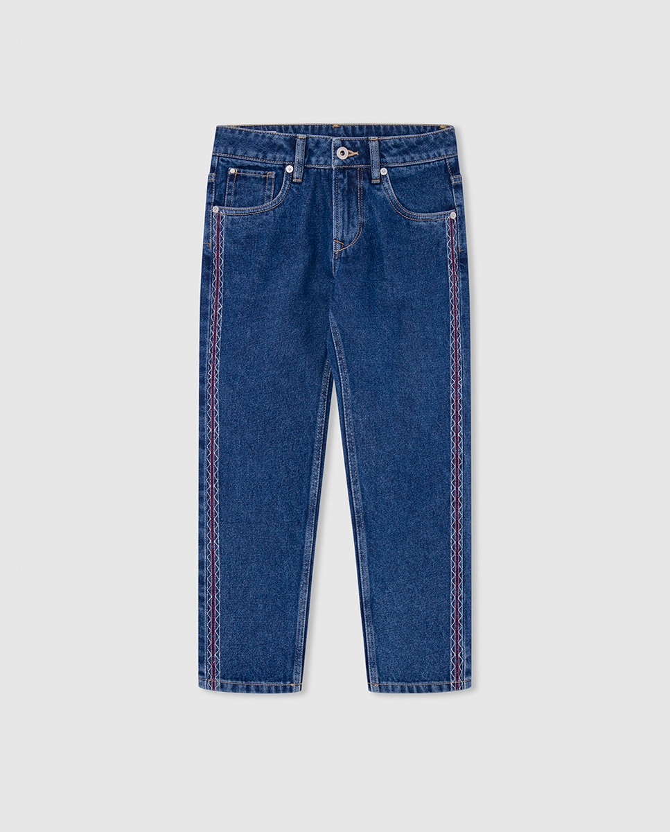 Imagen 0 de Denim con bordados laterales para niña
