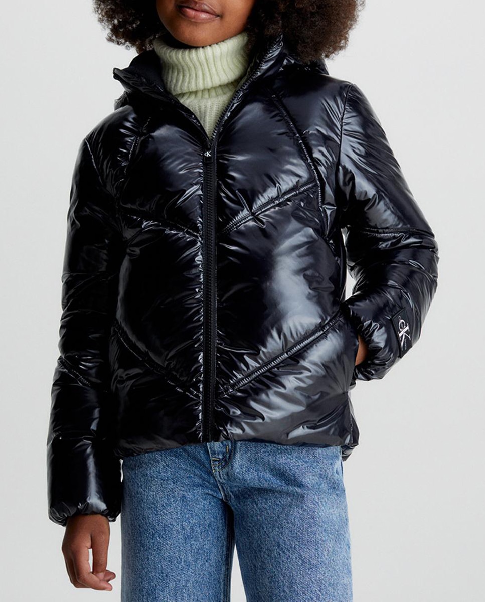 Imagen 0 de Chaqueta acolchada de niña negra con capucha