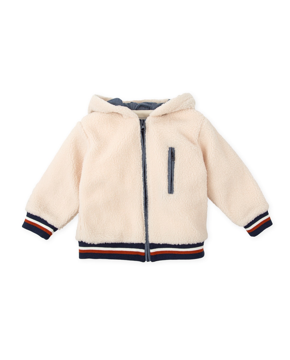 Imagen 0 de Chaqueta de bebé niño de borreguito con capucha y cierre de cremallera