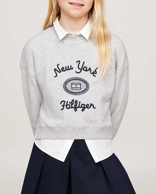 Imagen 0 de Sudadera de niña de cuello redondo y logo bordado